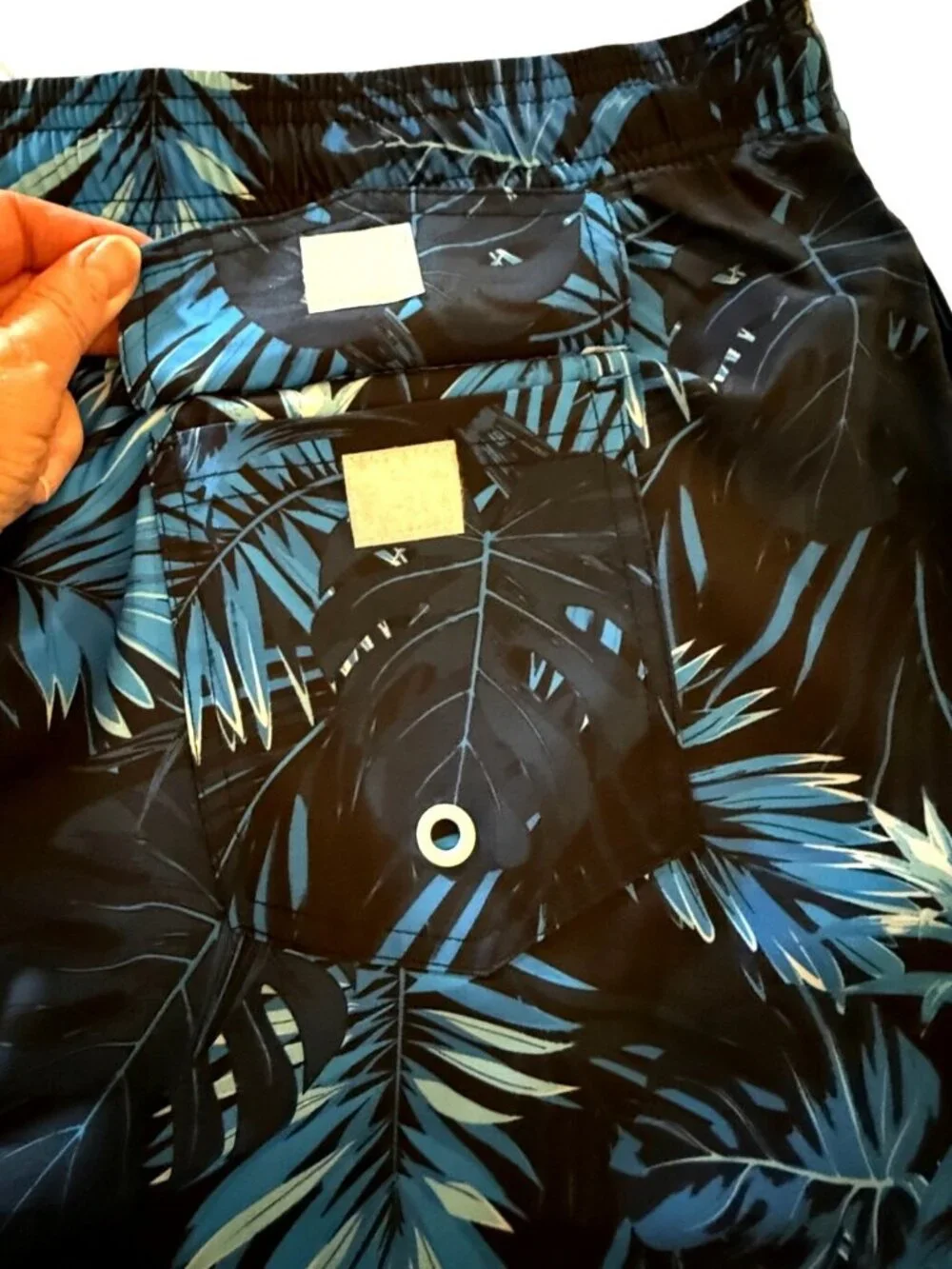 Zeetoo Mens 2XL Swim Trunks Navy Blue Tropical Print Lined Drawstring Shorts